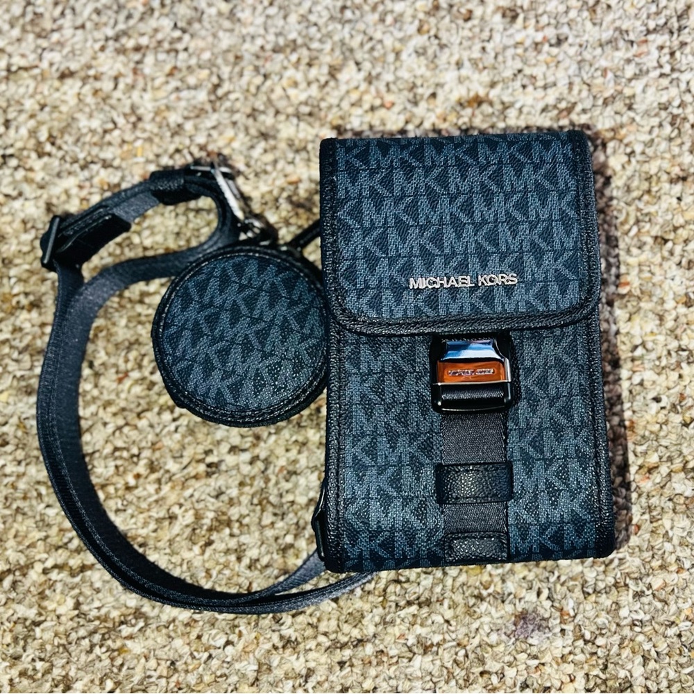 Michael Kors unisex phone crossbody with coin purse.